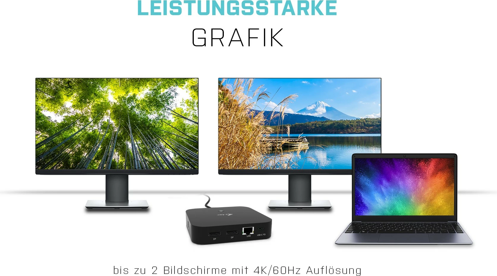 Docking postaja USB-C Dual Display, 100 W, z univerzalnim polnilcem, črna - i-tec