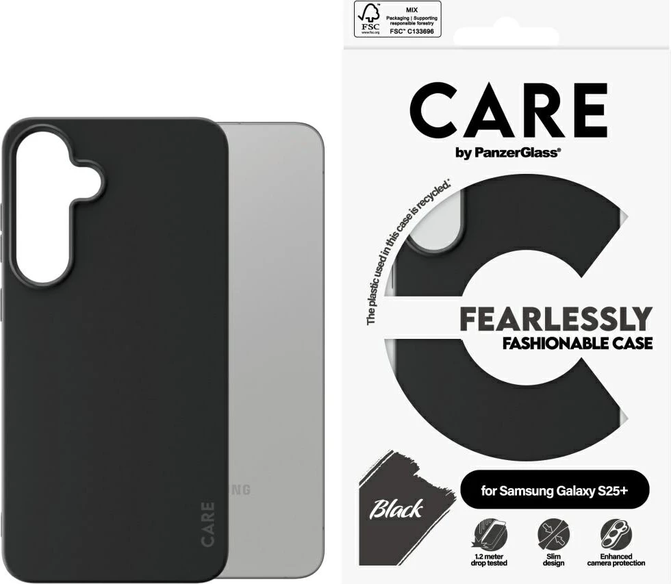 Zaščitni ovitek PanzerGlass CARE za Samsung Galaxy S25+, črn