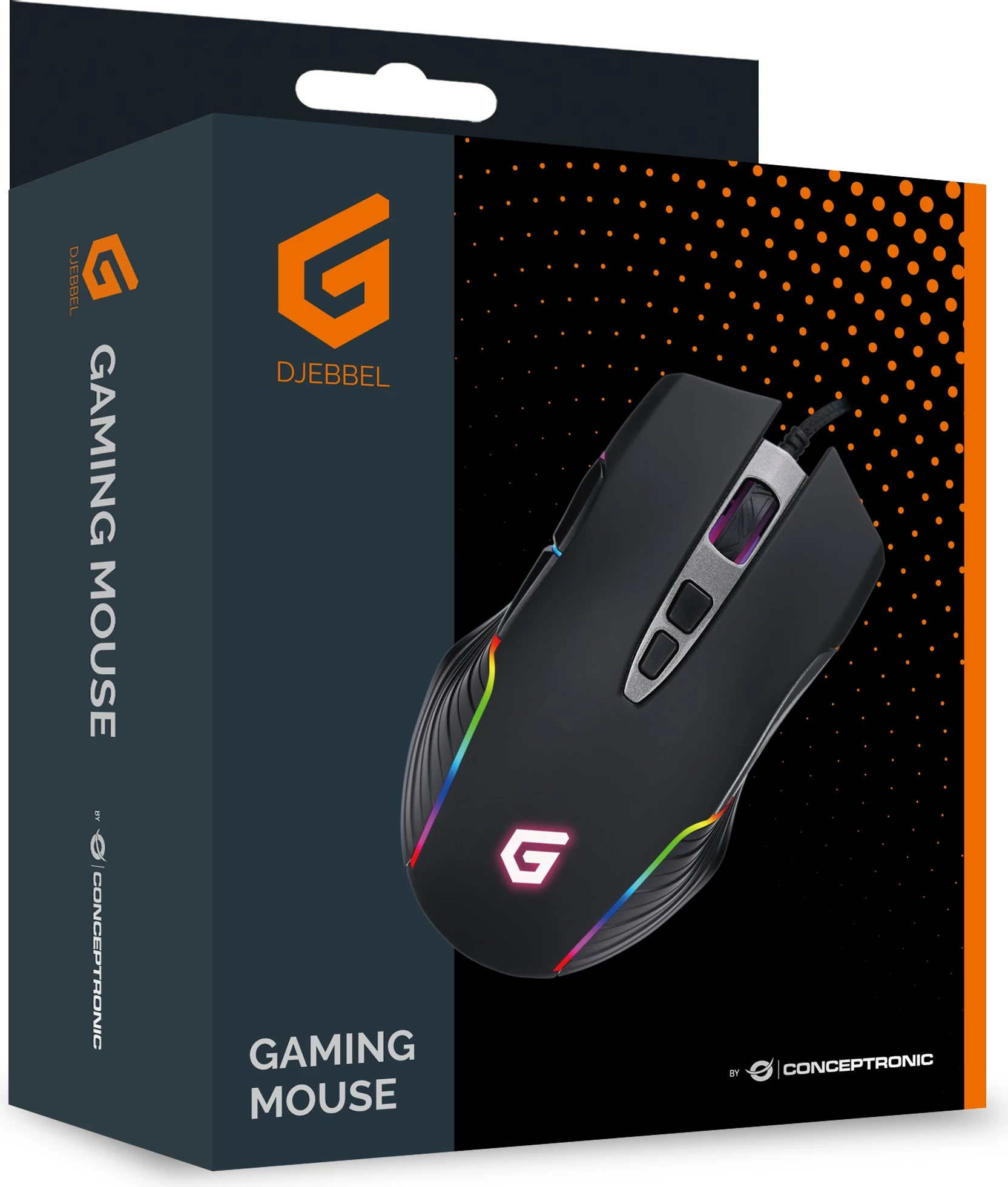 Gaming miška Conceptronic DJEBBEL03B, 7200 DPI, 7 gumbov, RGB, črna