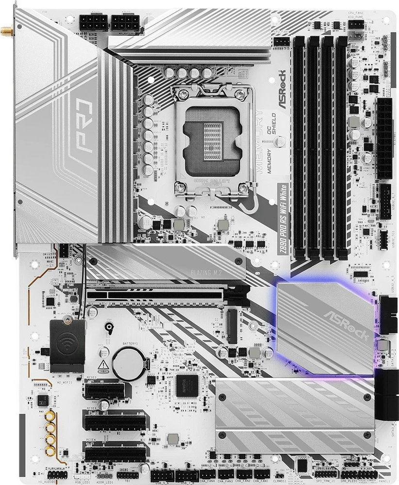 Plošča ame ASRock Z890 Pro RS WiFi, Intel, LGA 1851, DDR5, 256 GB, bela