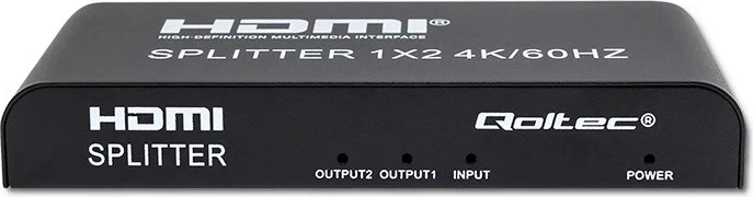 Aktivni HDMI delilec, Qoltec 51797, 2 x HDMI, 4K x 2K, 60 Hz, črn