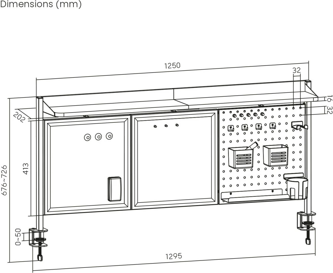 Ločilo za mizo Ergo Office ER-300W, belo, z organizacijskimi dodatki