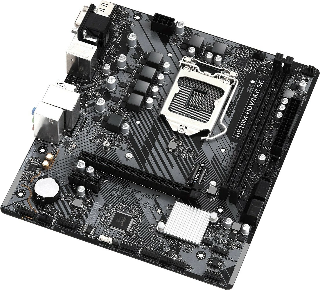 Matična plošča ASRock H510M-HDV/M.2 SE, LGA1200, micro ATX, črna