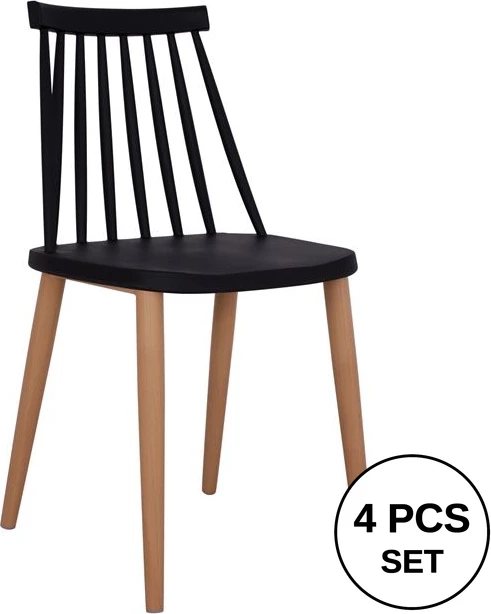 Jedilni stol Vanessa črn s kovinskimi nogami 43x46,5x82cm, set 4 kosov