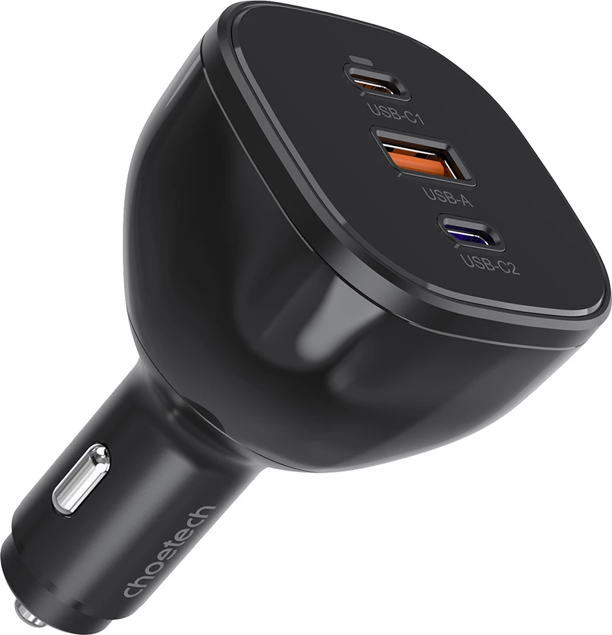 Avtomobilski polnilec Choetech TC0024, 160 W, 2× USB‑C PD 3.1, 1× USB‑A, črn