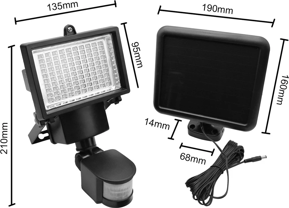 Stenska LED svetilka z senzorjem gibanja Maclean MCE442, IP44, 6W, črna