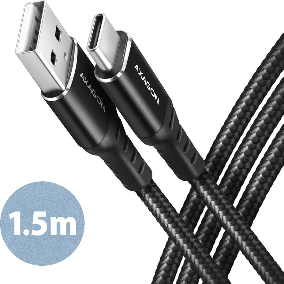 Kabel USB-C na USB-A, 1,5 m, USB 2.0, 3A, črn AXAGON BUCM-AM15AB