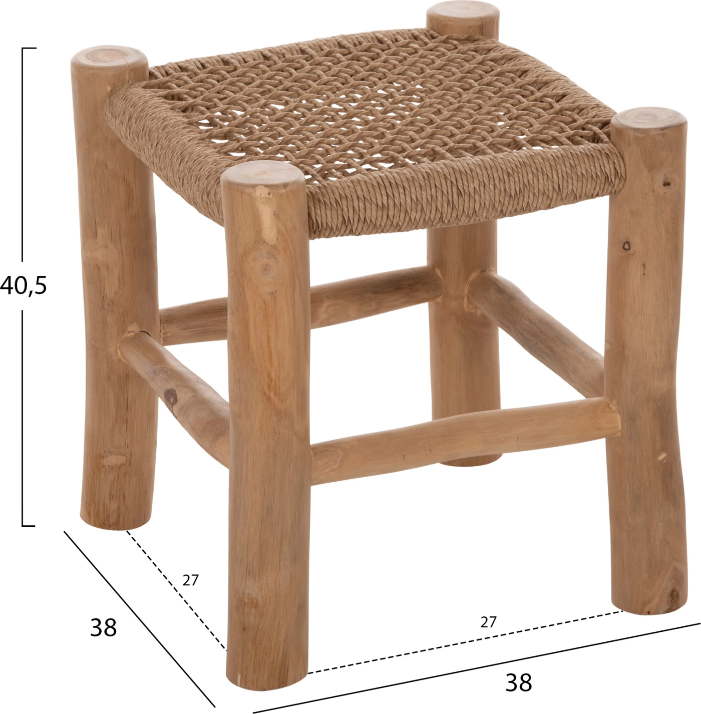 Stol LONDER FH5987 iz tikovine in sintetičnega ratana v naravni barvi 38x38x40.5Hcm
