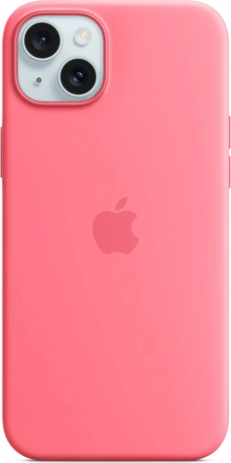 Silikonska zaščita za iPhone 15 Plus, MagSafe, rožnata