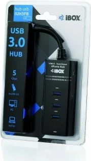 Razdelilec USB iBox IUH3FB, 5000 Mbit/s, črn