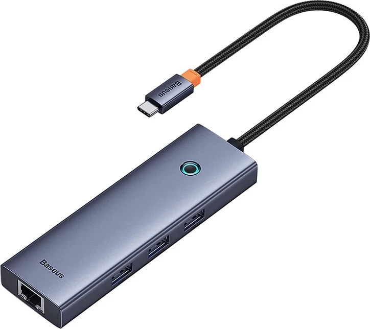 USB-C razdelilec 6-v-1 HDMI 4K@30Hz, 3x USB 3.0, PD 100W, RJ45, siv — Baseus UltraJoy B00052802811-00