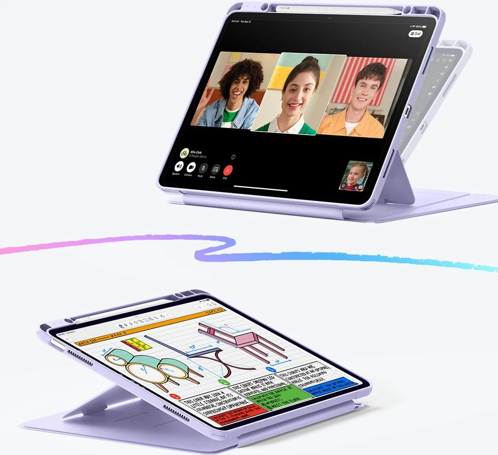 Zaščitna prevleka Flip Hybrid za iPad Air 13" 1/2, ESR, vijolična