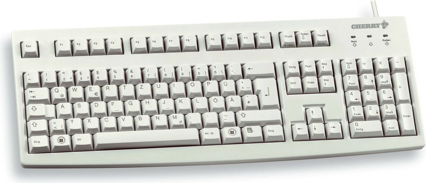 Polna velikost (100%) žična tipkovnica USB, QWERTZ, Cherry G83-6105, siva