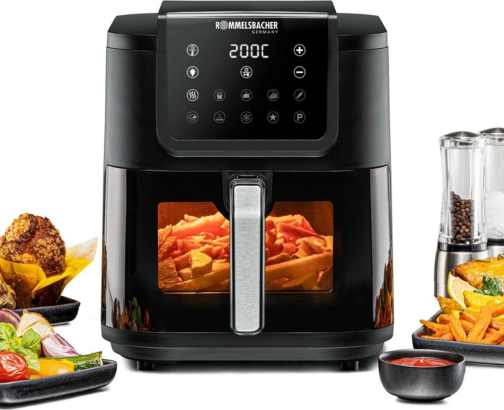 Cvrtnik na vroč zrak Rommelsbacher FRH 1700, 8 L, črn
