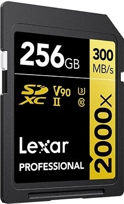 Kartica za pomnilnik Lexar SDXC, 256GB, Professional 2000x UHS-II U3, črna