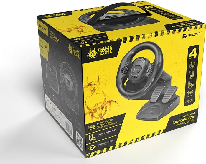 Volan za igre Tracer Rayder 4in1, 12 gumbov, s pedalami, črn