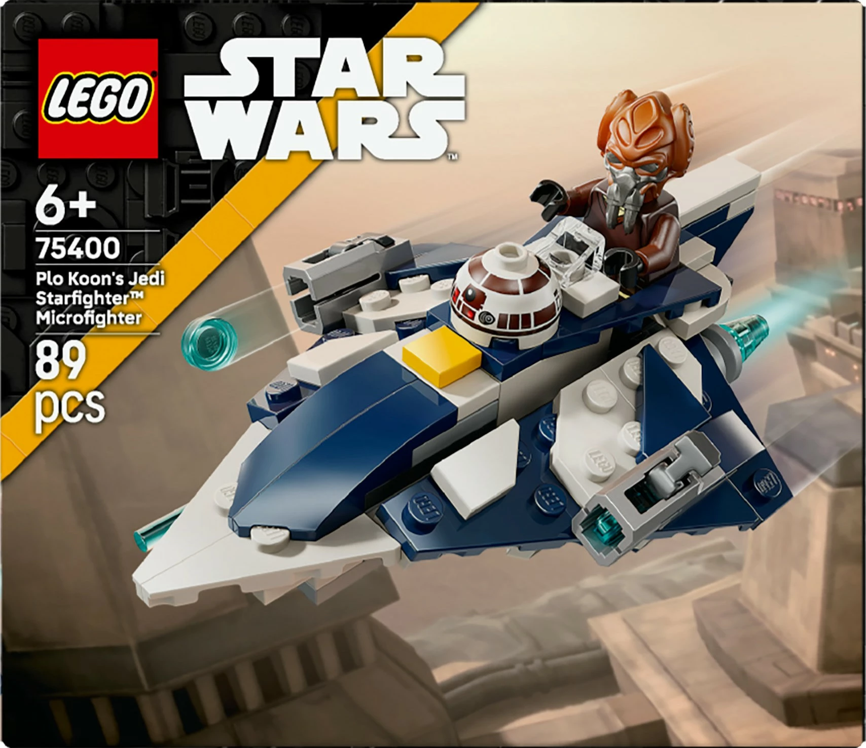 Mikroborilnik Star Wars Plo Koon’s Jedi Starfighter, LEGO set 75400, 89 kosov, večbarven