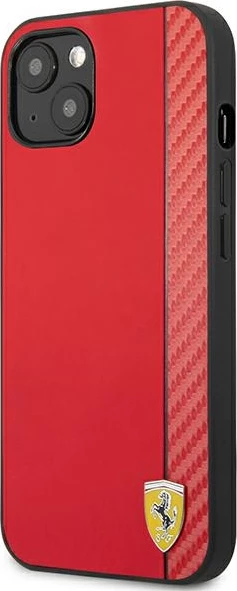 Trd ovitek za telefon, rdeč Ferrari On Track Carbon Stripe za iPhone 13 mini 5,4"