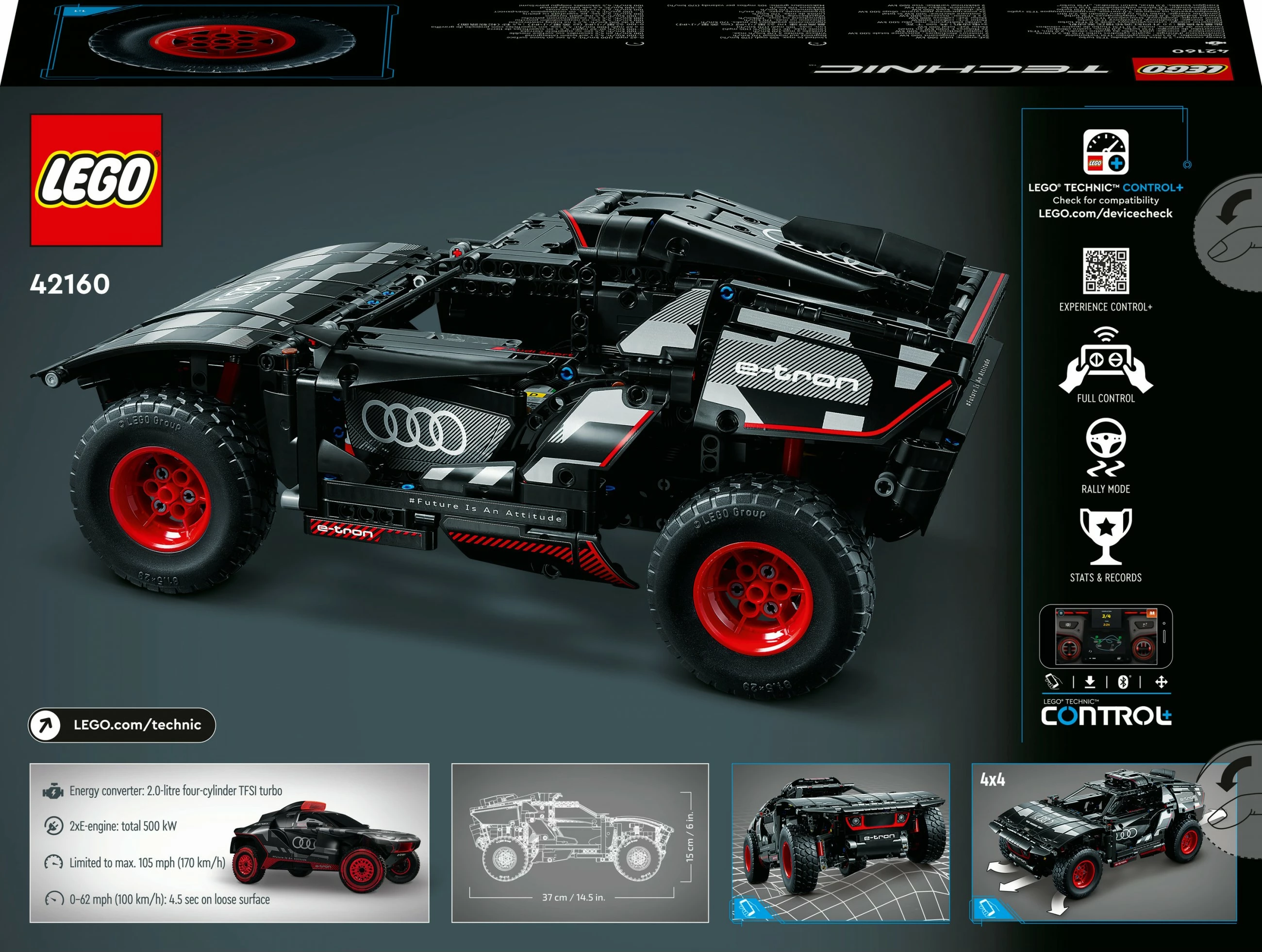 Model za sestavljanje Audi RS Q e-tron LEGO, 10+, plastika, 914 delov, 1,86 kg