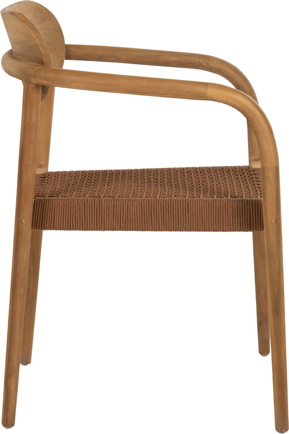 Fotelj OSLO FH9636.01 iz tikovine v naravni barvi in rjave vrvi 55x54x80Hcm