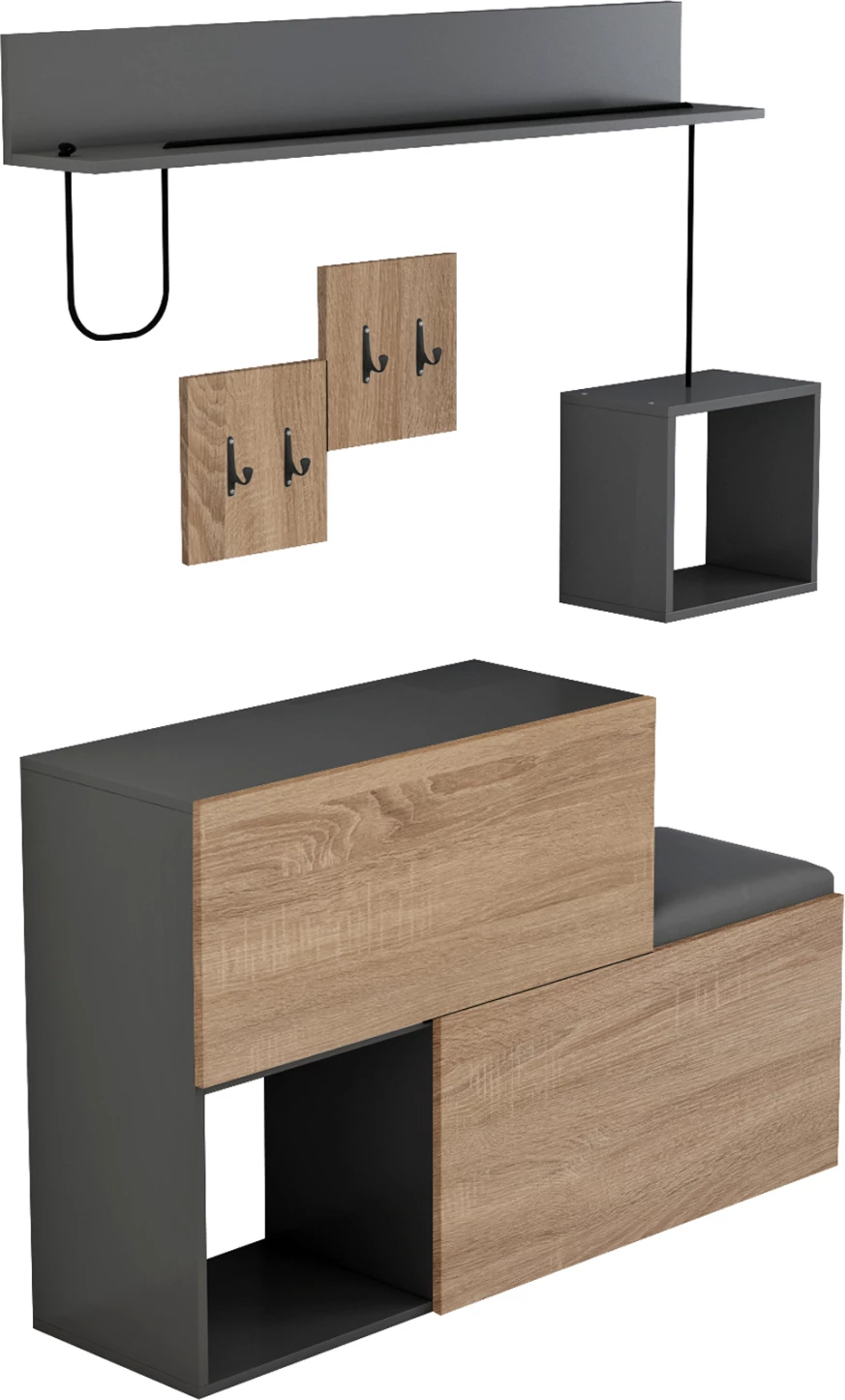 Pohištveni set za predsobo CERB FH8957.11 melamin v sonoma-sivi barvi 120x20x72H cm