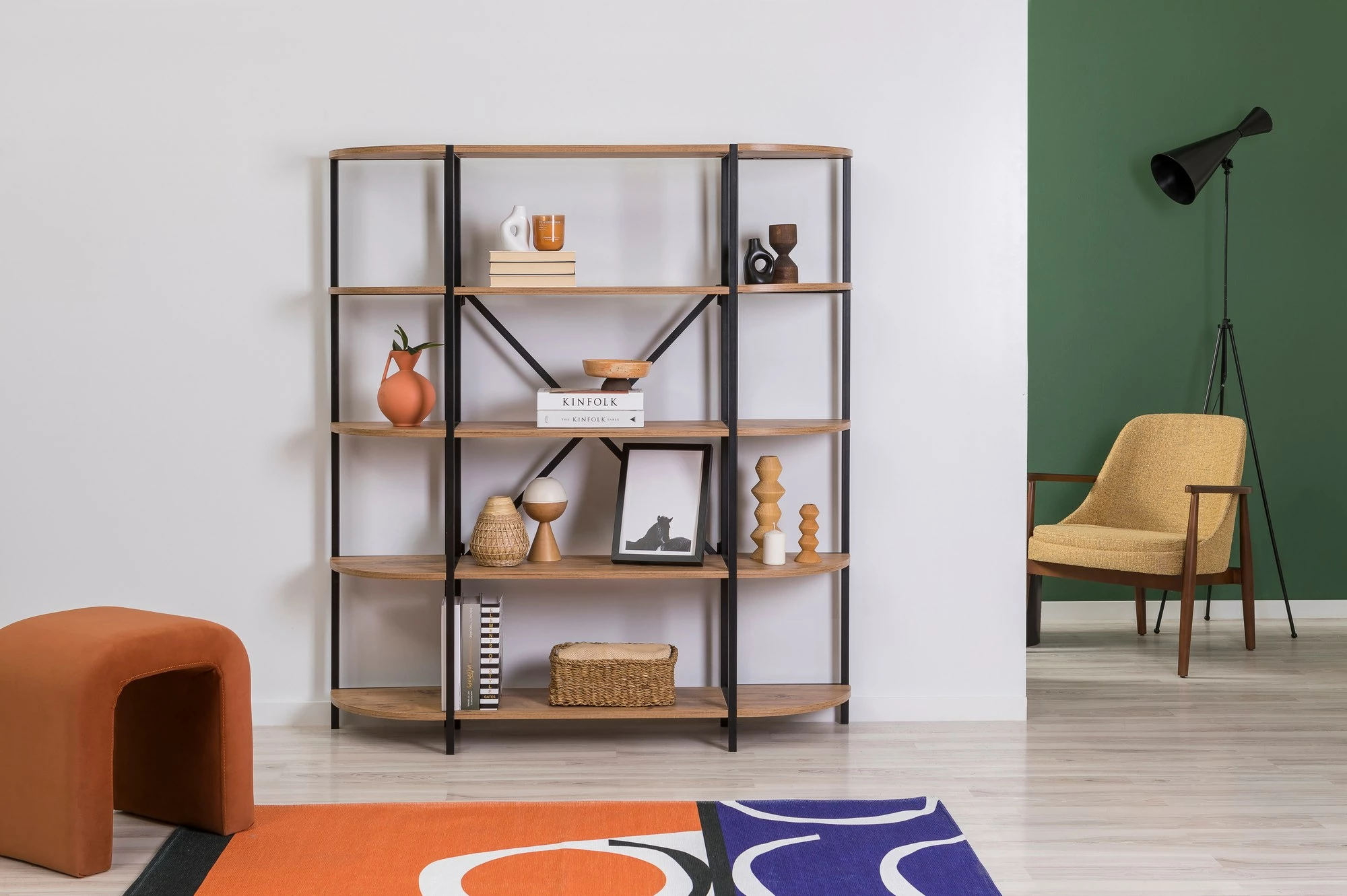 Knjižna polica Skye Decor, Signa Rafix, atlantska borovina in črna