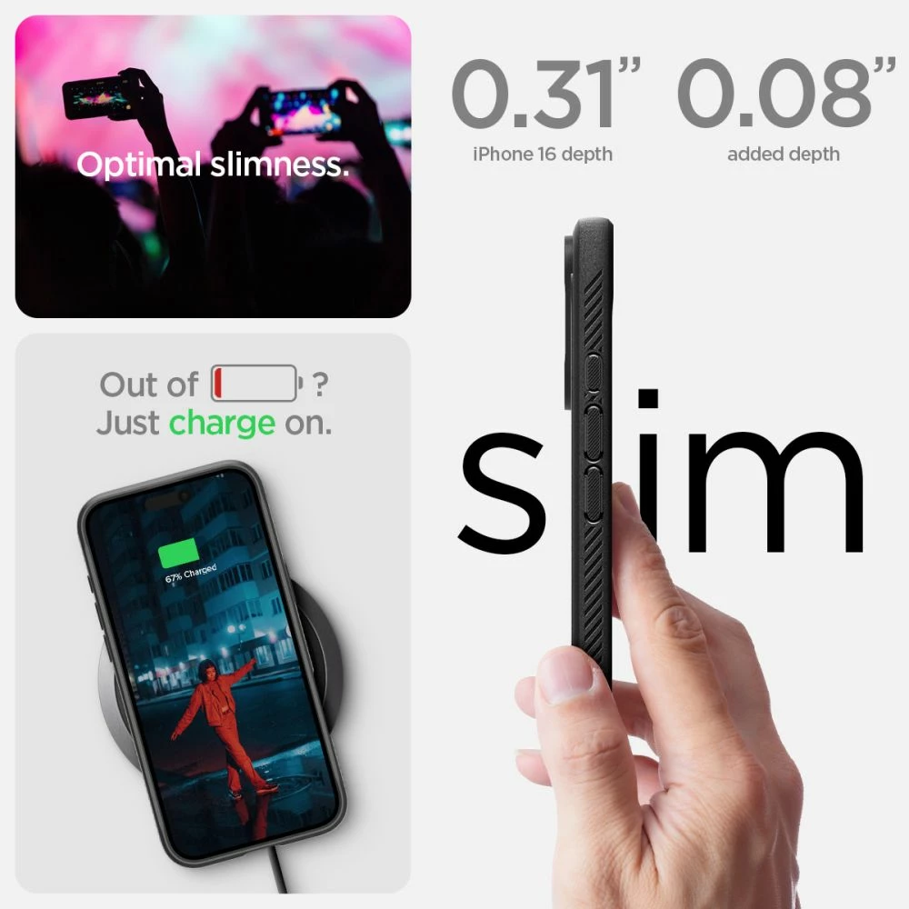 Ovitek za telefon Rugged Armor MagSafe Spigen za iPhone 16, črn