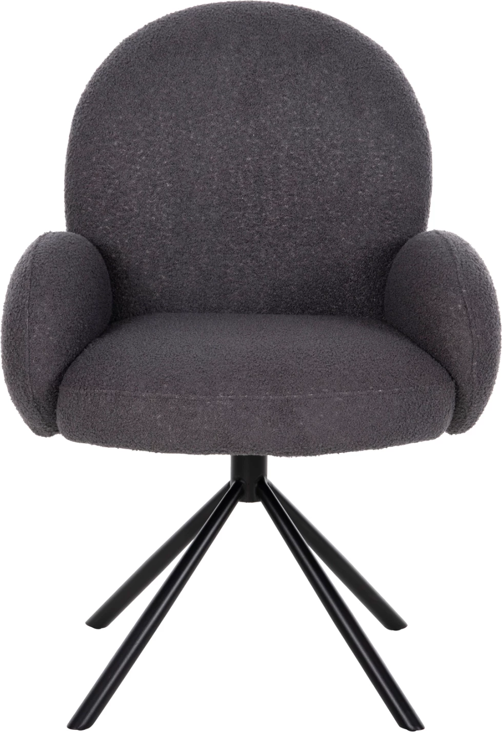 Vrtljiv naslanjač WINON FH9778.01 iz sivega tkanine TEDDY - črna kovinska osnova 65x67x92H cm