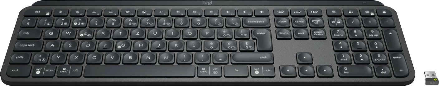 Polna brezžična tipkovnica za podjetja Logitech MX Keys, grafit