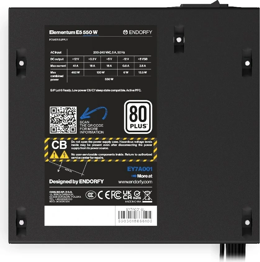 Napajalnik ENDORFY Elementum E5, 450W, 80 PLUS, črn