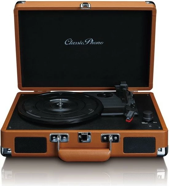 Gramofon z vgrajenimi zvočniki, Lenco TT-10, AUX, rjava