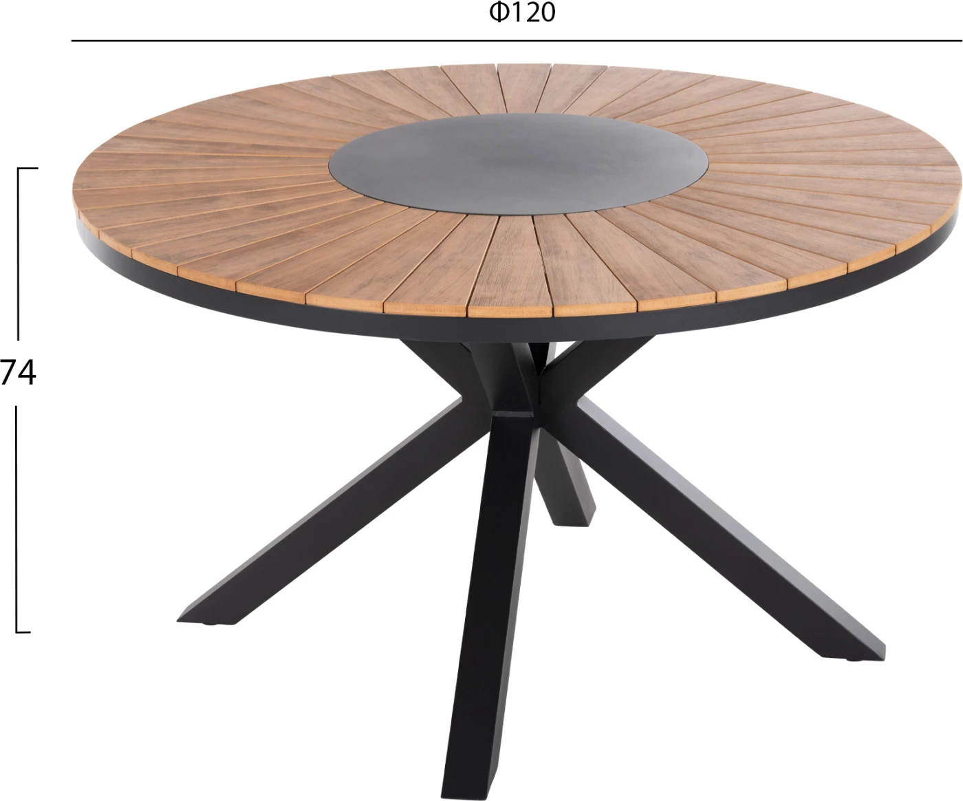 Zunanji okrogla miza MORIL FH6041.01 aluminij v antracitni barvi-poliles v naravni les Φ120cm