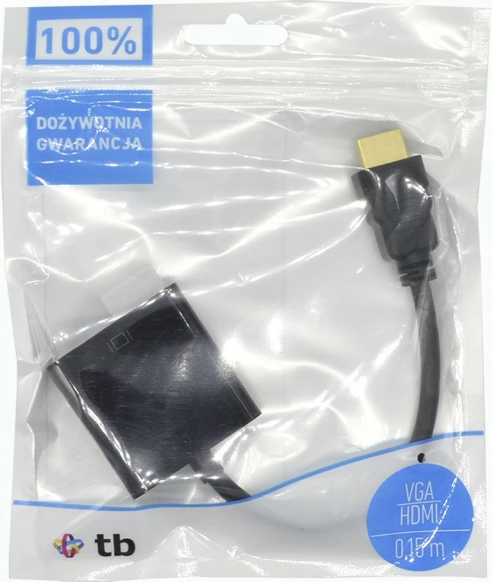 Adapter VGA v HDMI TB, 15 cm, črn