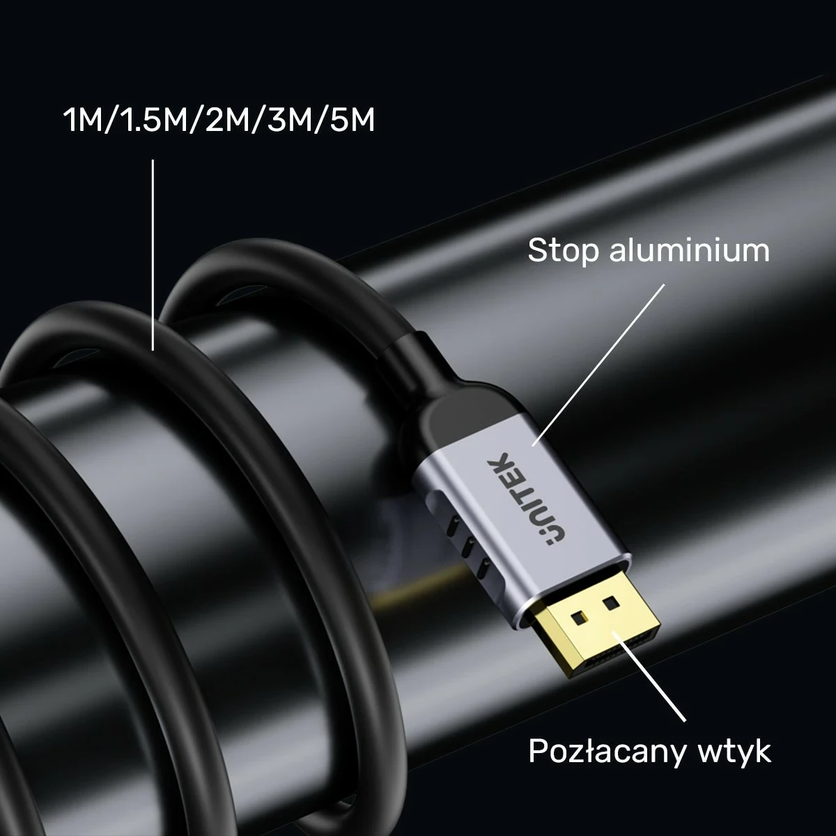 Kabel DisplayPort 1.4, 8K 60 Hz, 4K 240 Hz, 5 m, črn Unitek