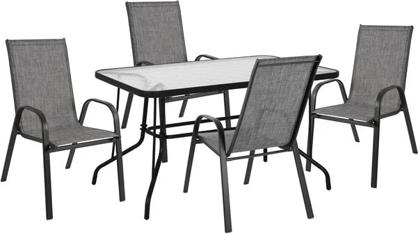 Set 5 kosov Miza kovinska 120x70x71 s stoli leon kovinska siva barva FH10565.01