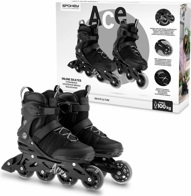 Rollerji Spokey za moške/ženske, črni