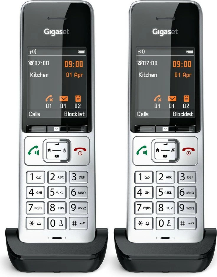 Analogni/DECT telefon COMFORT 500HX duo, Gigaset, žična slušalka, ID klica, 200 stikov, črn, srebrn