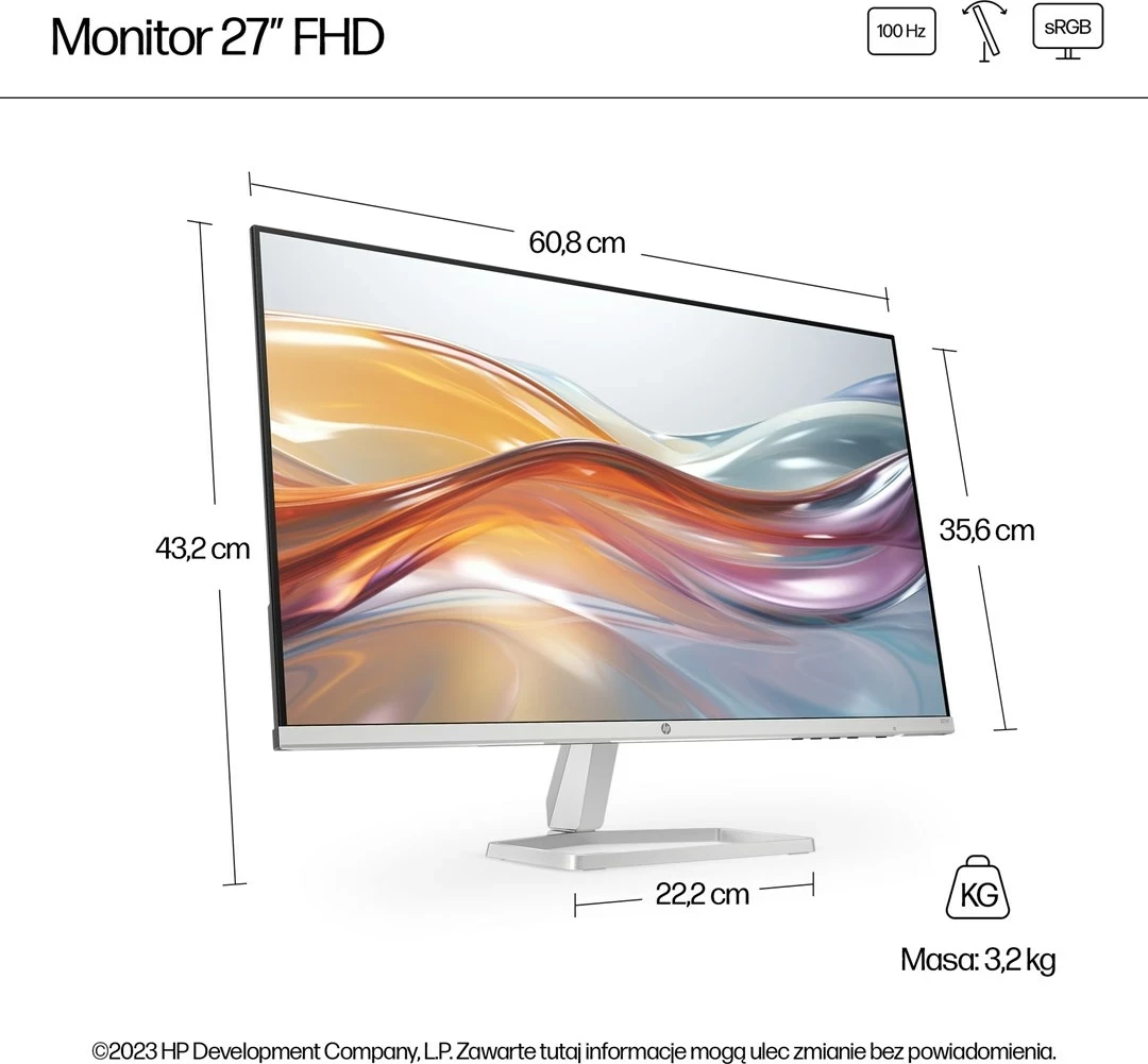LED IPS monitor 27" 527sf, 100 Hz, srebrn - HP