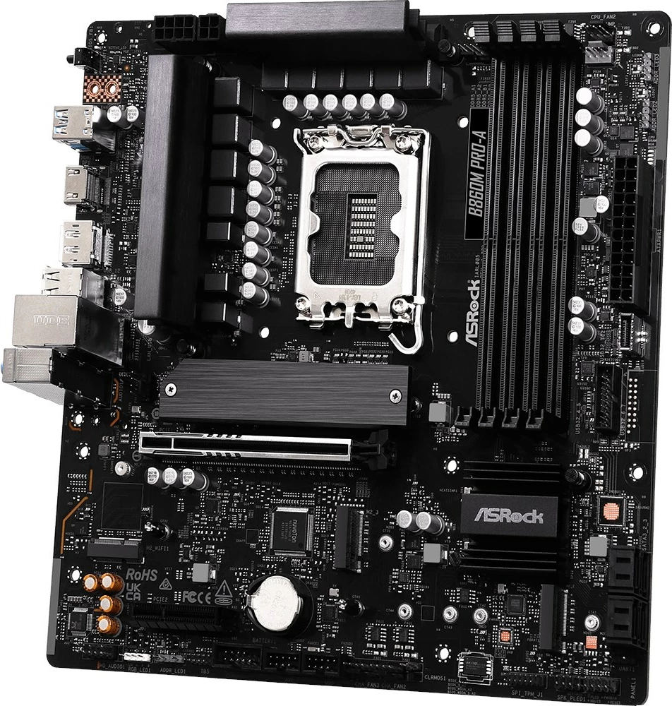 Matična plošča ASRock B860M Pro-A, micro ATX, Socket 1851, do 256 GB RAM, črna