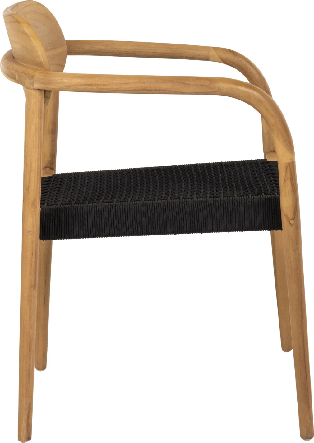 Fotelj OSLO iz tikovine v naravni barvi in črni vrvi 55x54x80Hcm