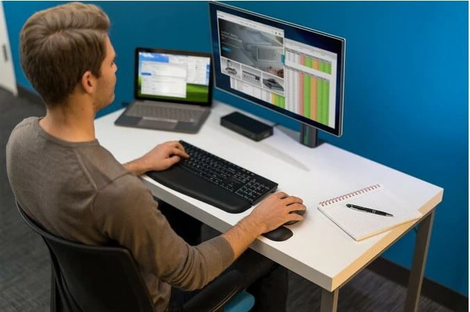 Ergonomska opora za zapestje Kensington ErgoSoft za standardno tipkovnico, gel, črna