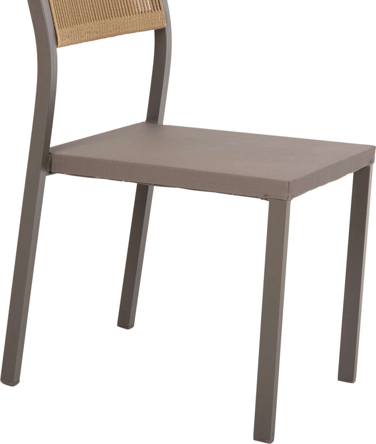 Aluminijasti stol FH5921.03 s šampanjskim okvirjem in tekstilom s sintetičnim ratanom v bež barvi 46x55,5x83H cm