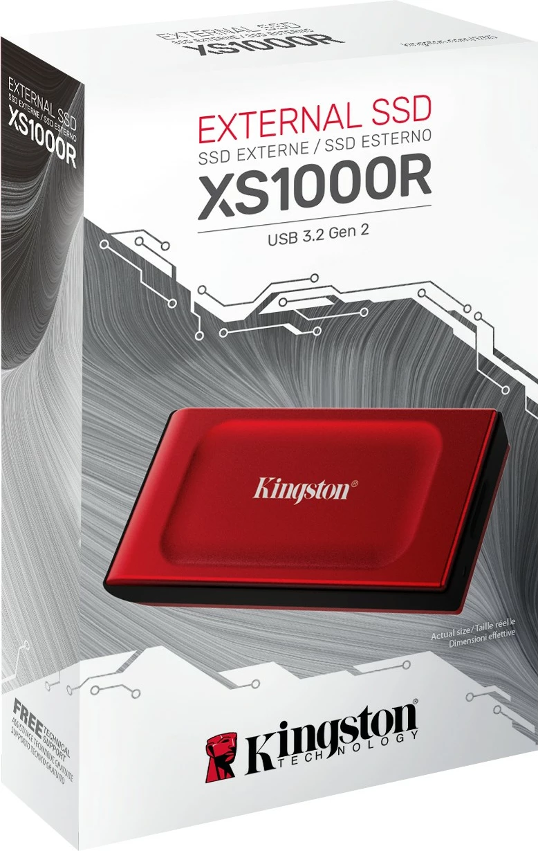 Zunanji disk 2TB Kingston XS1000, USB 3.2 Gen 2, rdeč