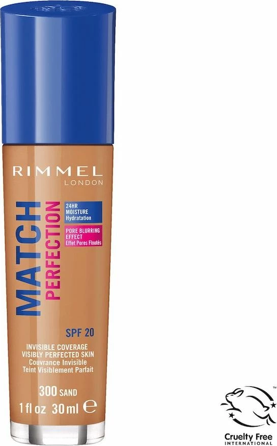 Teksturirana podlaga z zaščito SPF 20, Rimmel Match Perfection 300 Sand, 30 ml