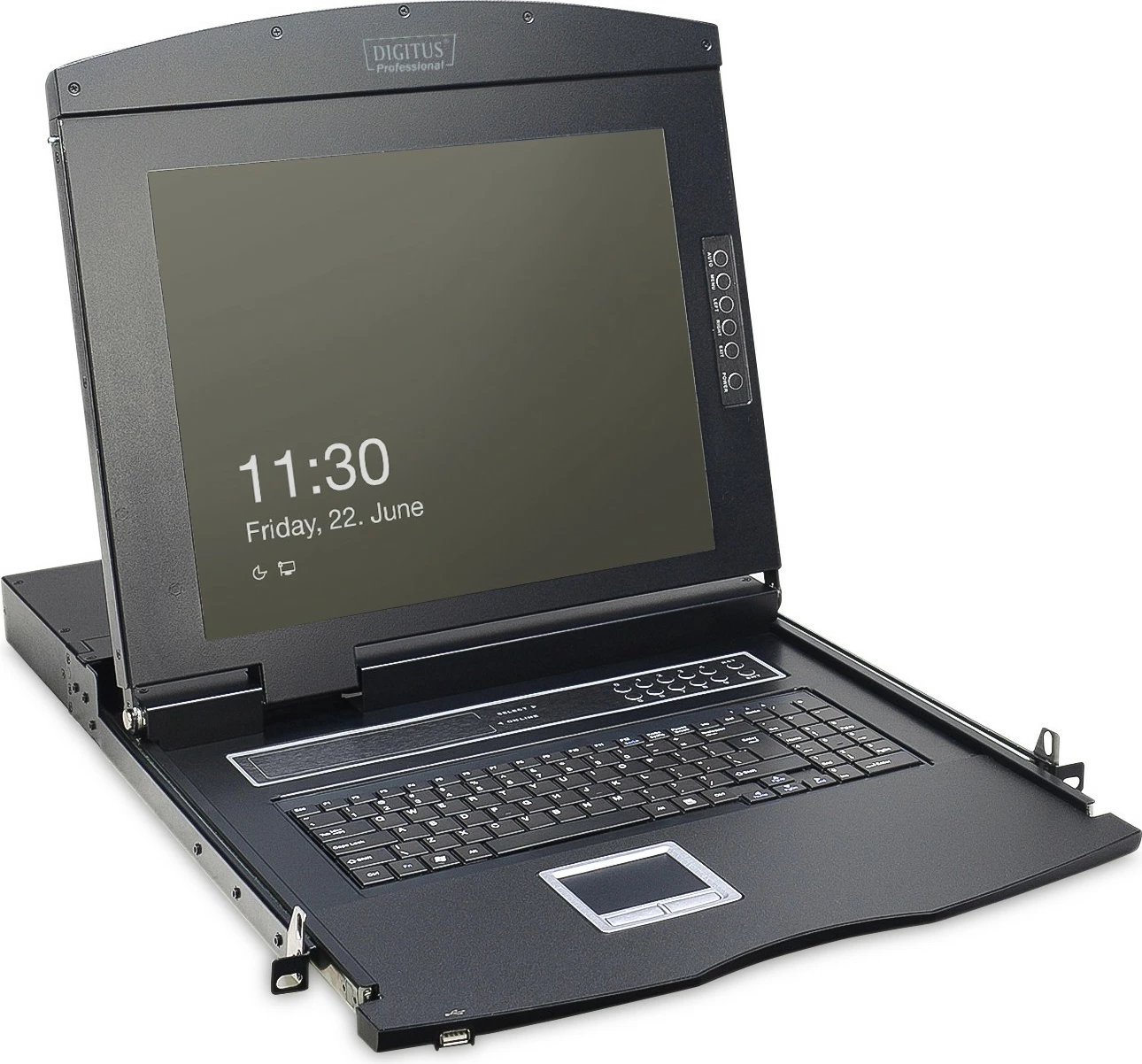 Modularna konzola 17" TFT, 8-portni KVM, touchpad, nemška tipkovnica, Digitus, črna