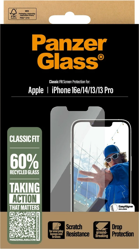 Zaščitno steklo PanzerGlass za iPhone 16e, prozorno