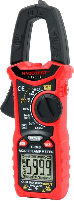 Kleščni merilnik Habotest HT206D, True RMS, NCV, LPF, rdeč