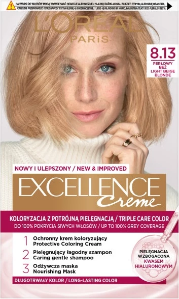 Barva za lase L'Oreal Paris Excellence Creme 8.13 Pearl Beige, za ženske