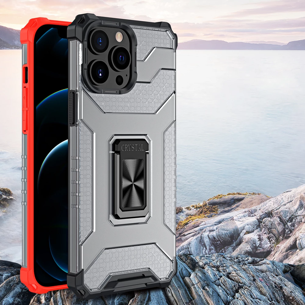 Ovitek za telefon Crystal Ring Case Hurtel za iPhone 13 Pro Max, z stojalom, zelen