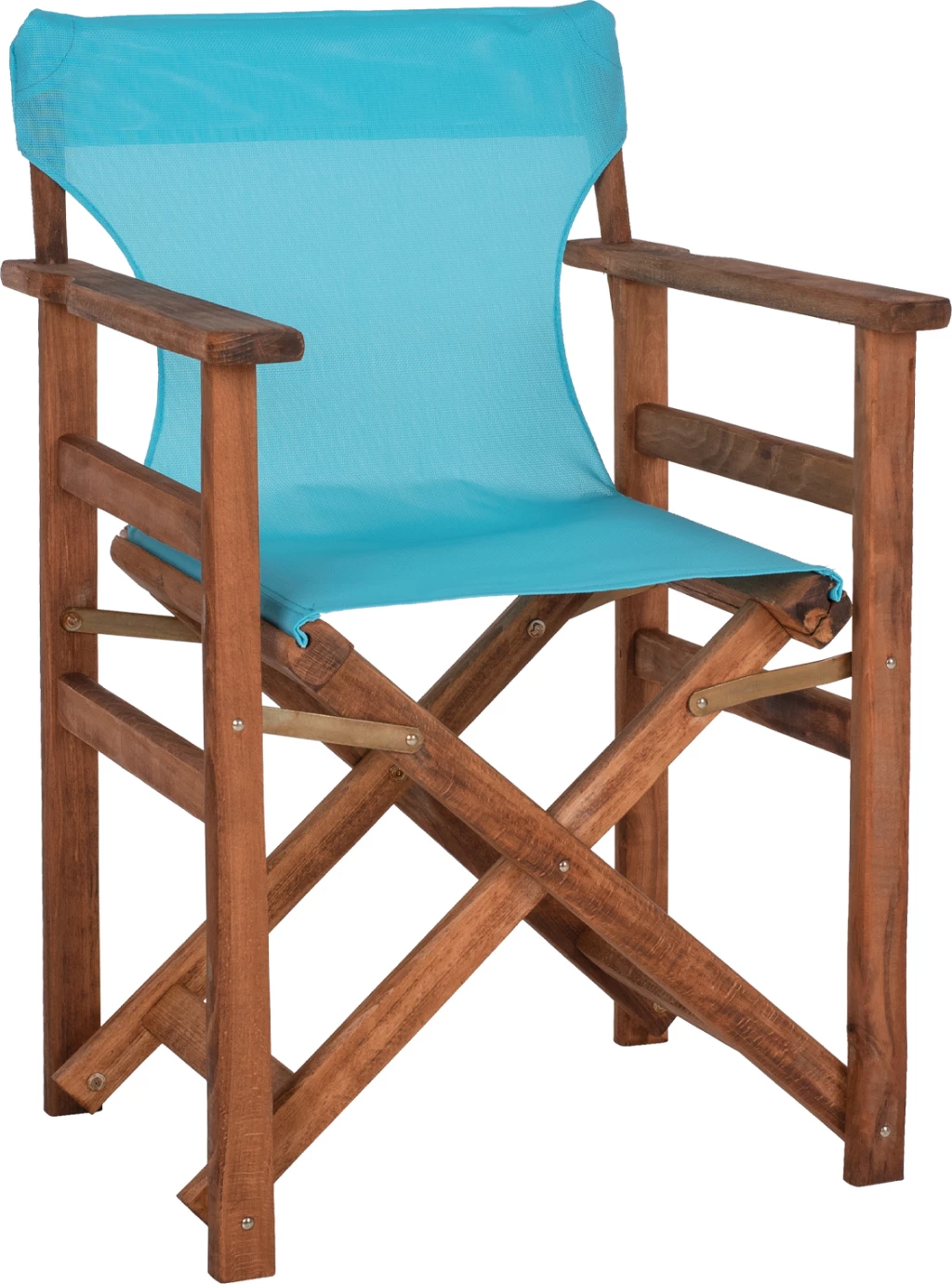 Režiserski stol LIMNOS FH10368.08 v barvi oreha in nebesno modrem textilenu 57x54x88,5 cm